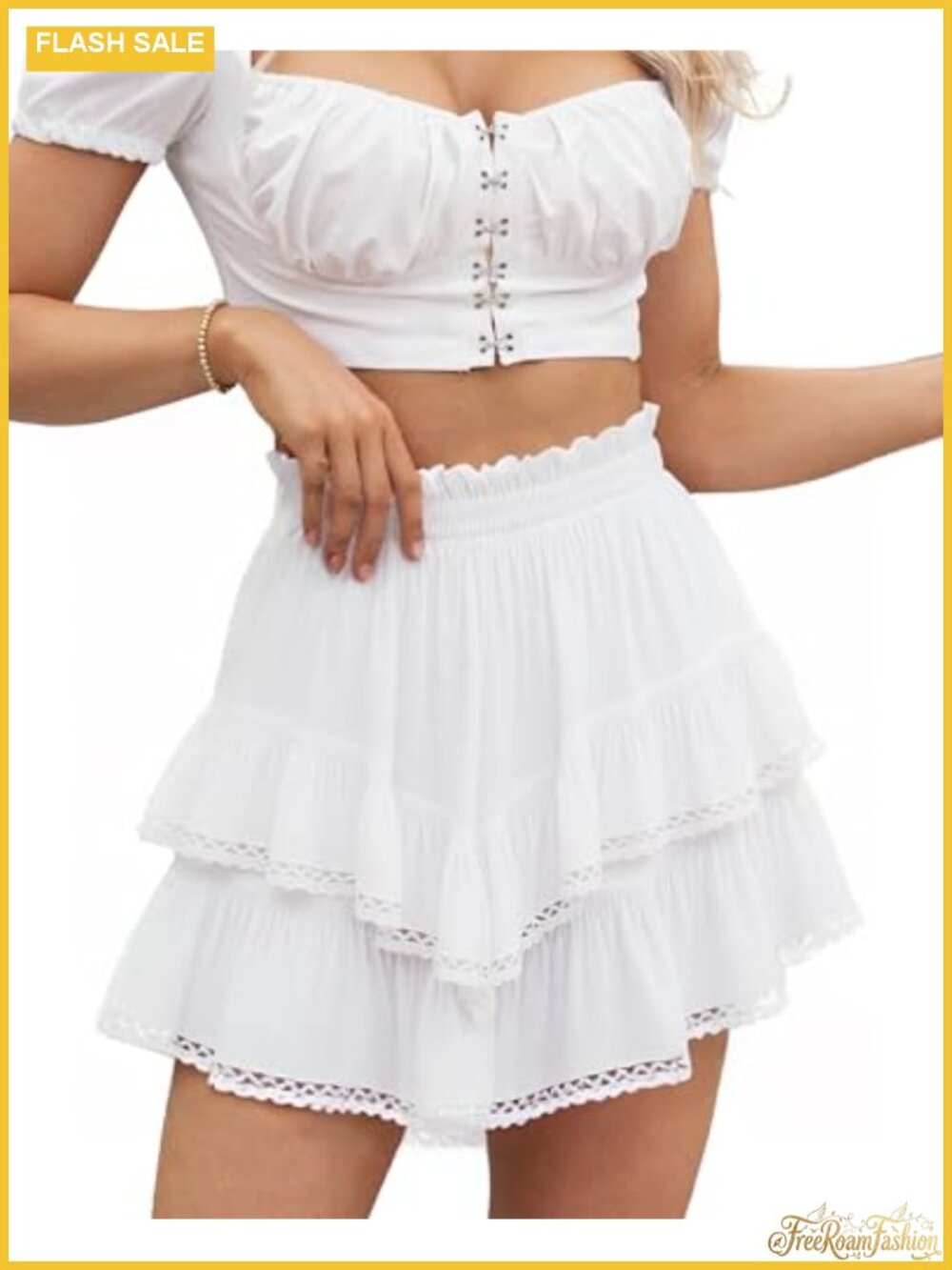 Women's Rayon Flowy Skort Ruffle Tiered Elastic Waist Active Golf Tennis